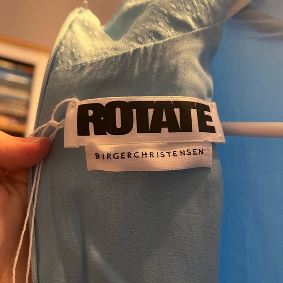 ROTATE BIRGER CHRISTENSEN Reba Maxi Dress with Fringe Sky Blue 6US - Picture 9 of 10